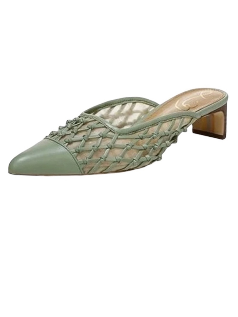 Sam Edelman 7.5 Snyder Jade Nappa Mesh Block Heel Sandal High Heels